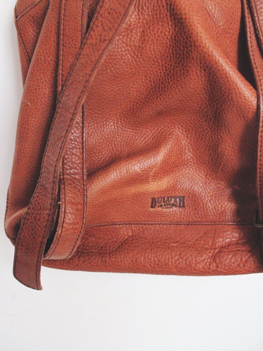 Vintage Duluth Trading Company Brown Leather Backpack Pebbled Shoulder Bag Tan - Picture 9 of 11